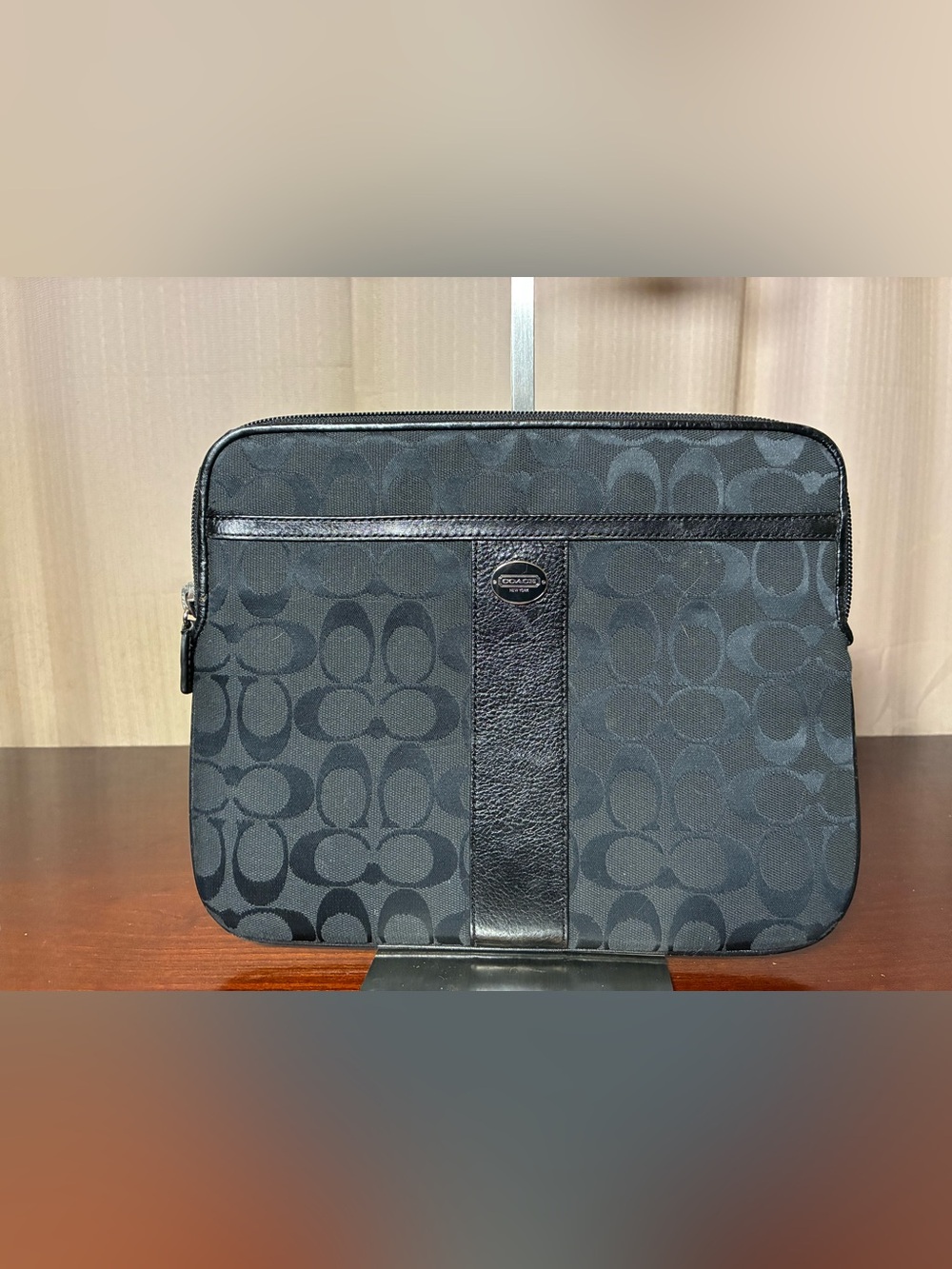 Coach Black Signature Canvas Tablet Sleeve